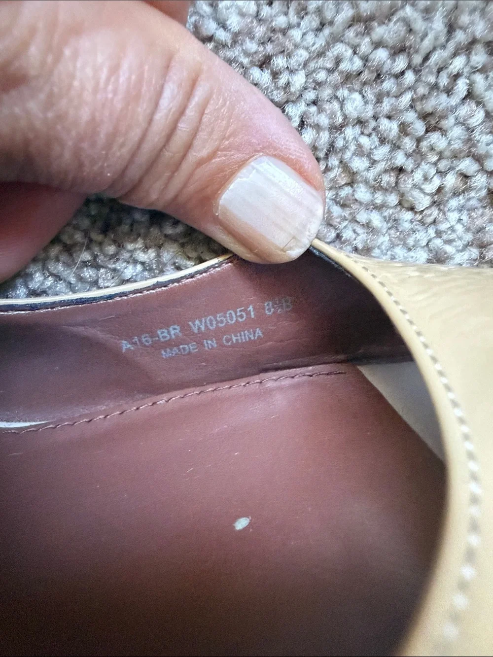 Cole Haan Beige Patent Slingback Peep-Toe Heels